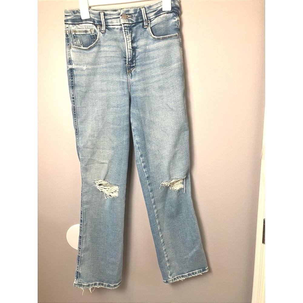 Good American Good Curve‎ High Rise Straight Distressed Women's Jeans Size 8/29